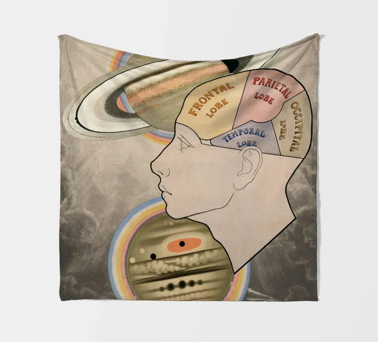 Cosmic Cortex | Press Play Art Print Collage fleece blanket by Press Play Art Prints