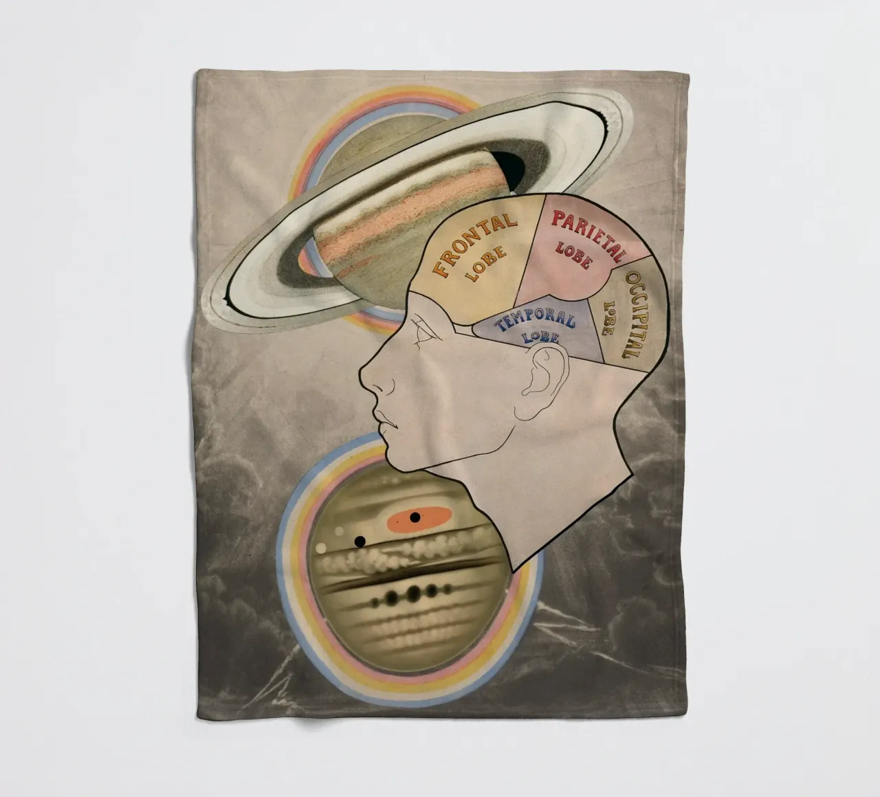 Cosmic Cortex | Press Play Art Print Collage fleece blanket by Press Play Art Prints