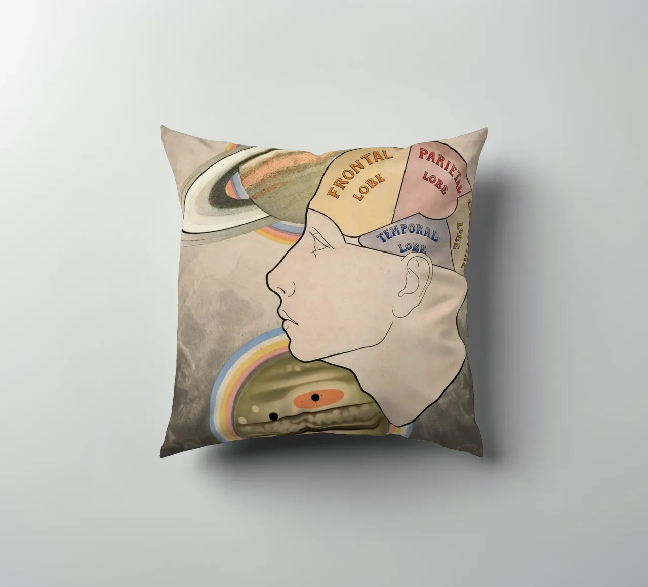 Cosmic Cortex | Press Play Art Print Collage decorative cushion by Press Play Art Prints