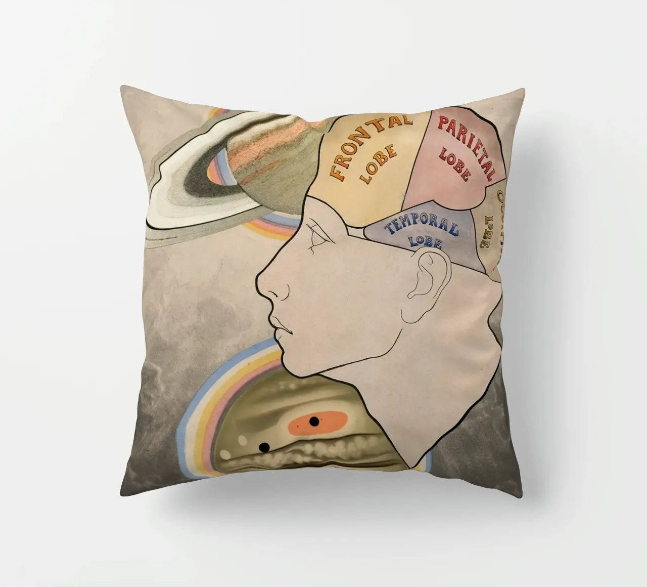 Cosmic Cortex | Press Play Art Print Collage decorative cushion by Press Play Art Prints