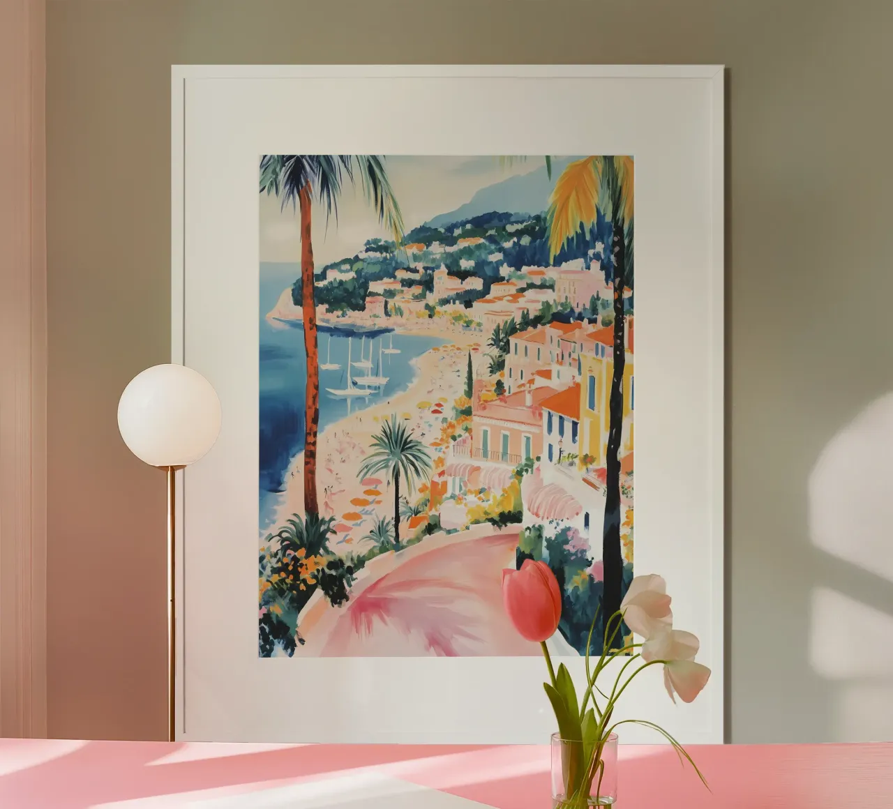 Costa Azzurra poster con telaio in alluminio da IamHomeStudio