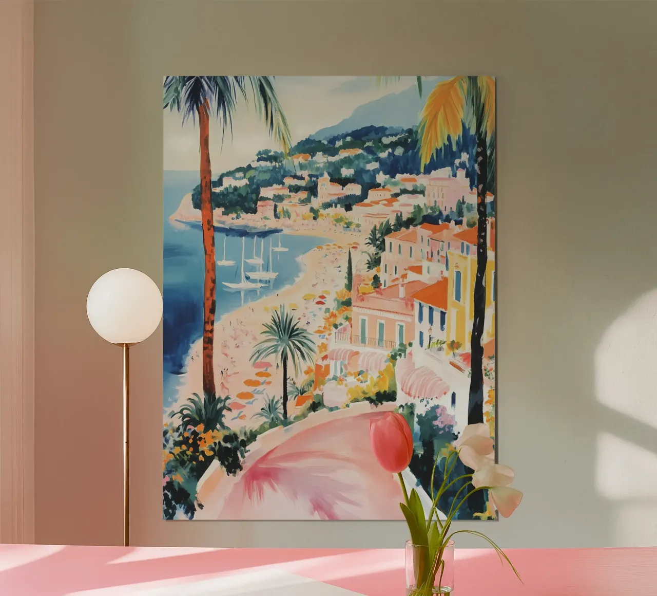 Costa Azzurra poster con telaio in alluminio da IamHomeStudio