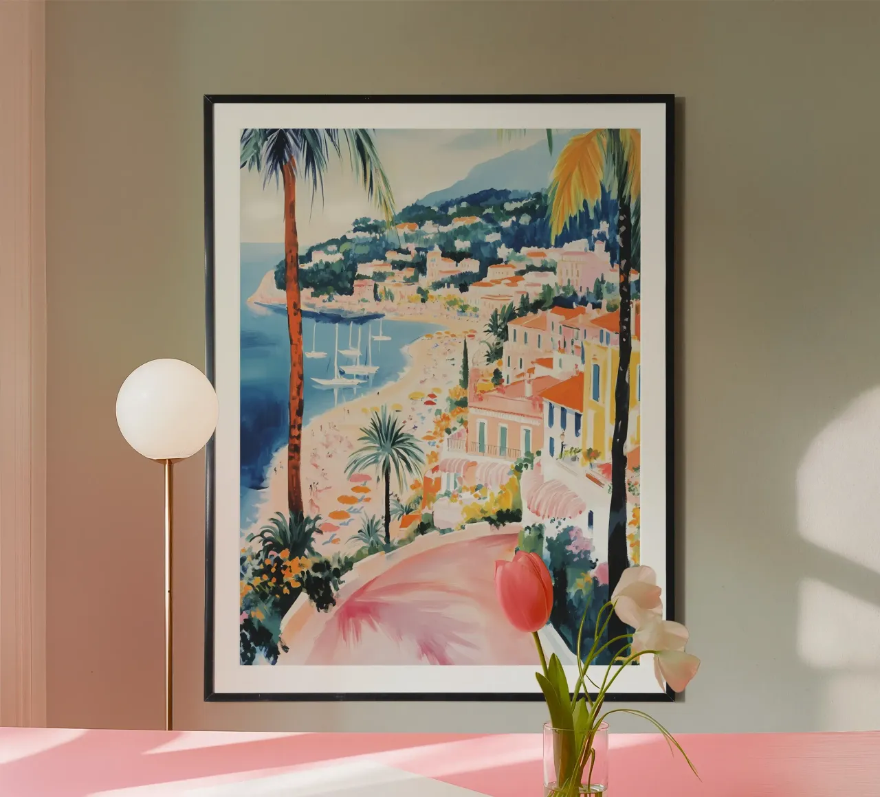 Costa Azzurra poster con telaio in alluminio da IamHomeStudio