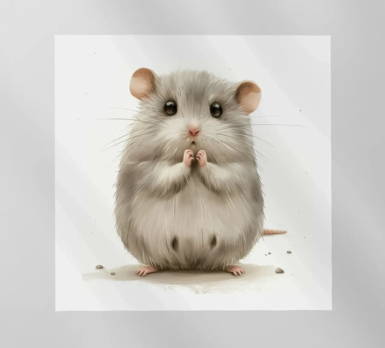 Illustration of a scared Grey Mouse backlit film by DesignDoodle