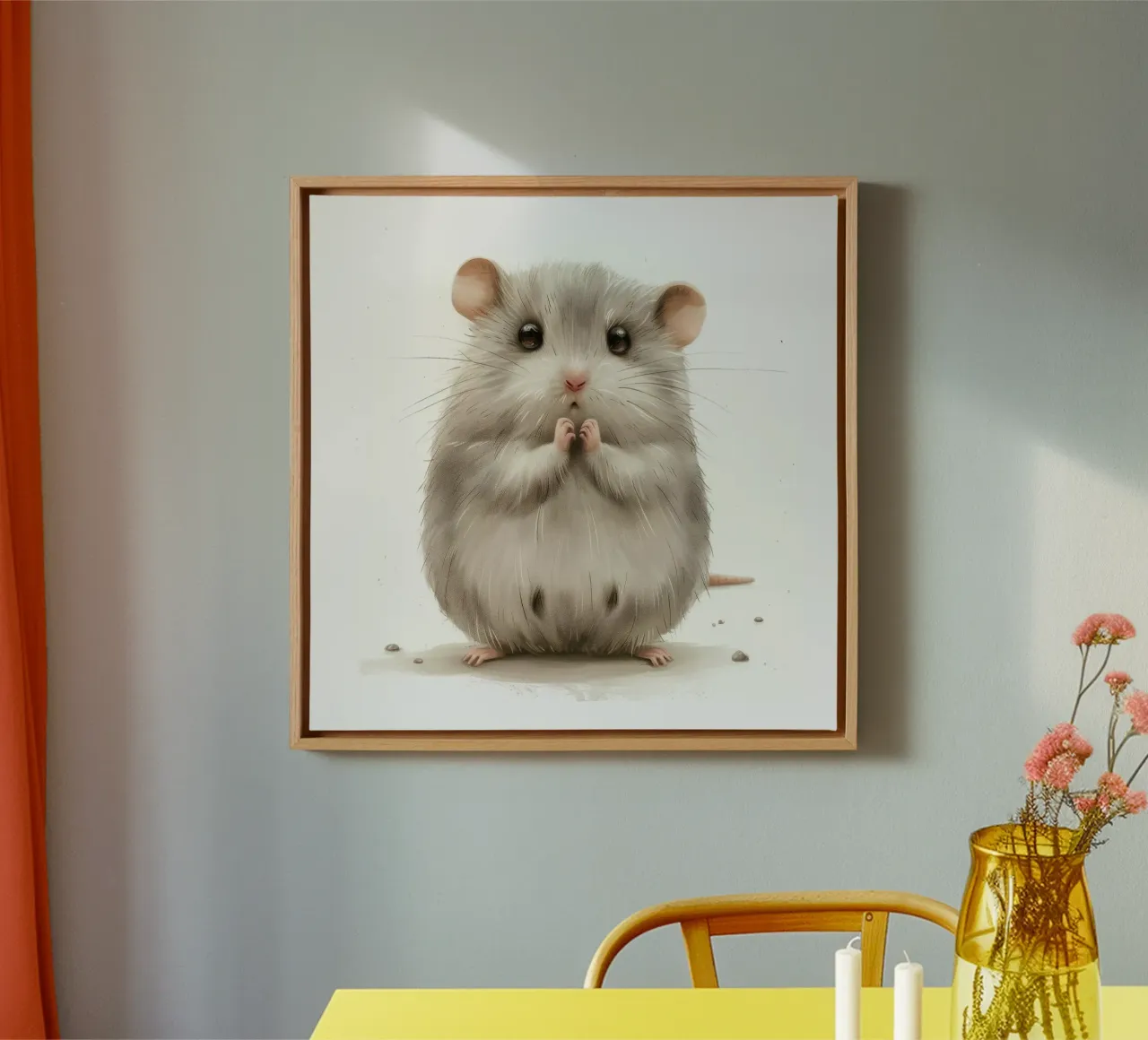 Illustration einer verängstigten grauen Maus Leinwand von DesignDoodle