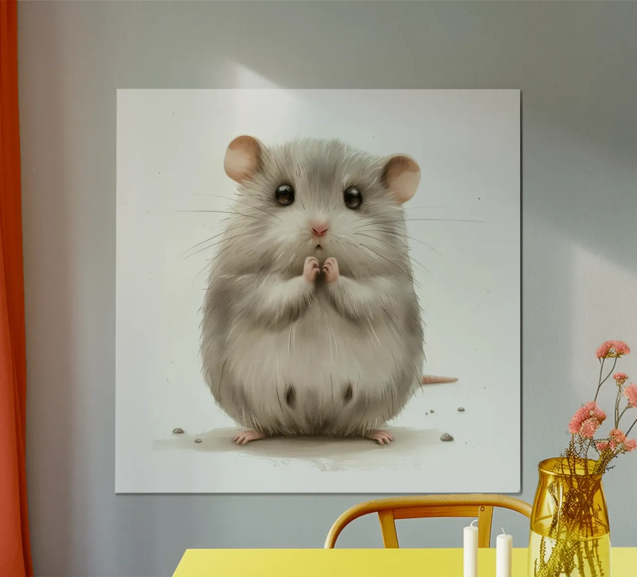 Illustration d'une souris grise effrayée hahnemühle de DesignDoodle