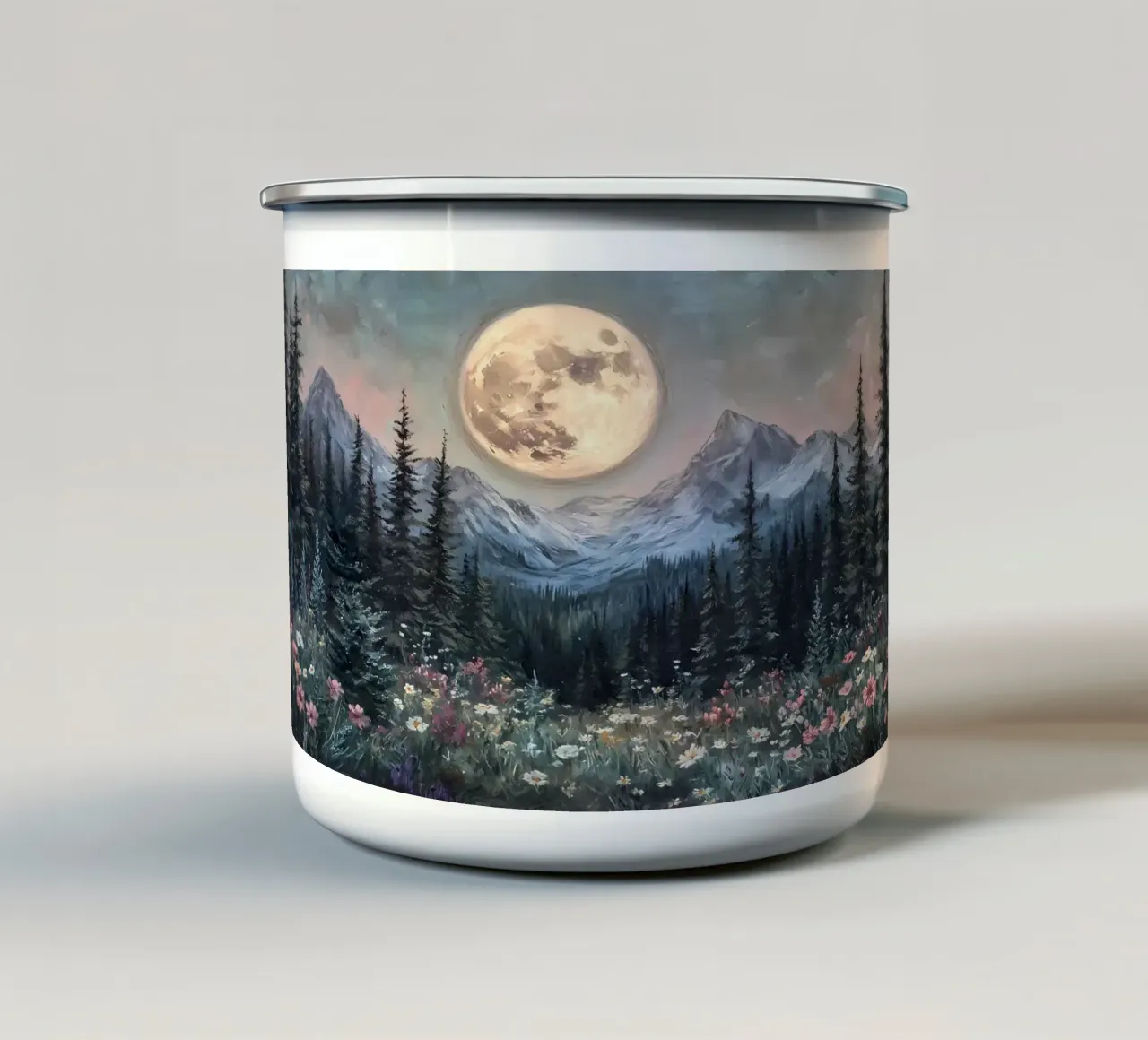 Paesaggio di luna piena tazza in smalto da IamHomeStudio