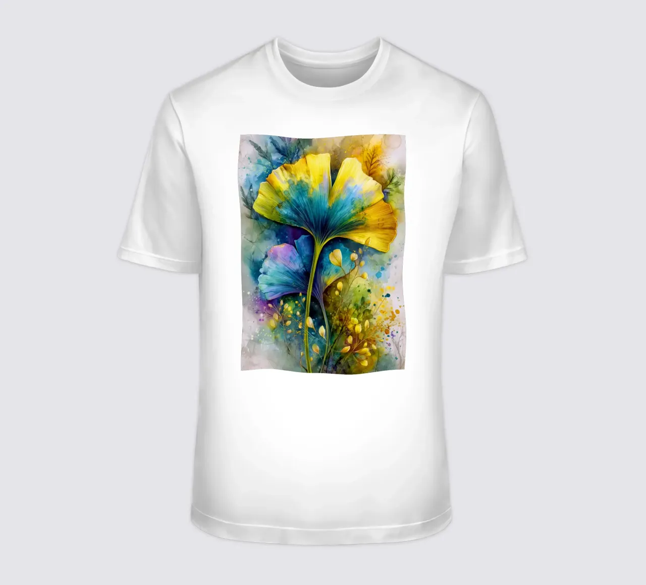 Foglie di ginkgo gialle e blu t-shirt da Justyna Jaszke JBJart