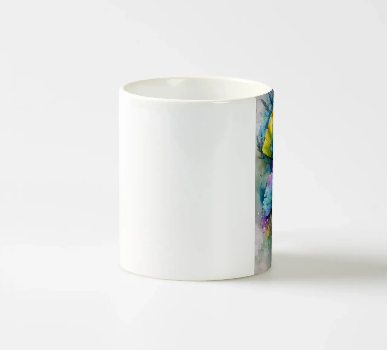Foglie di ginkgo gialle e blu tazza in ceramica da Justyna Jaszke JBJart