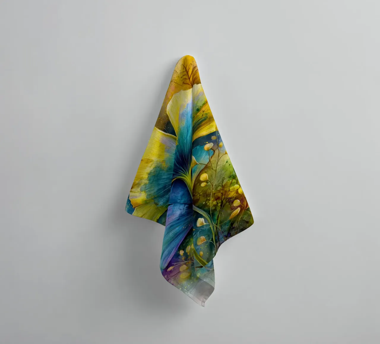 Foglie di ginkgo gialle e blu asciugamano da bagno da Justyna Jaszke JBJart