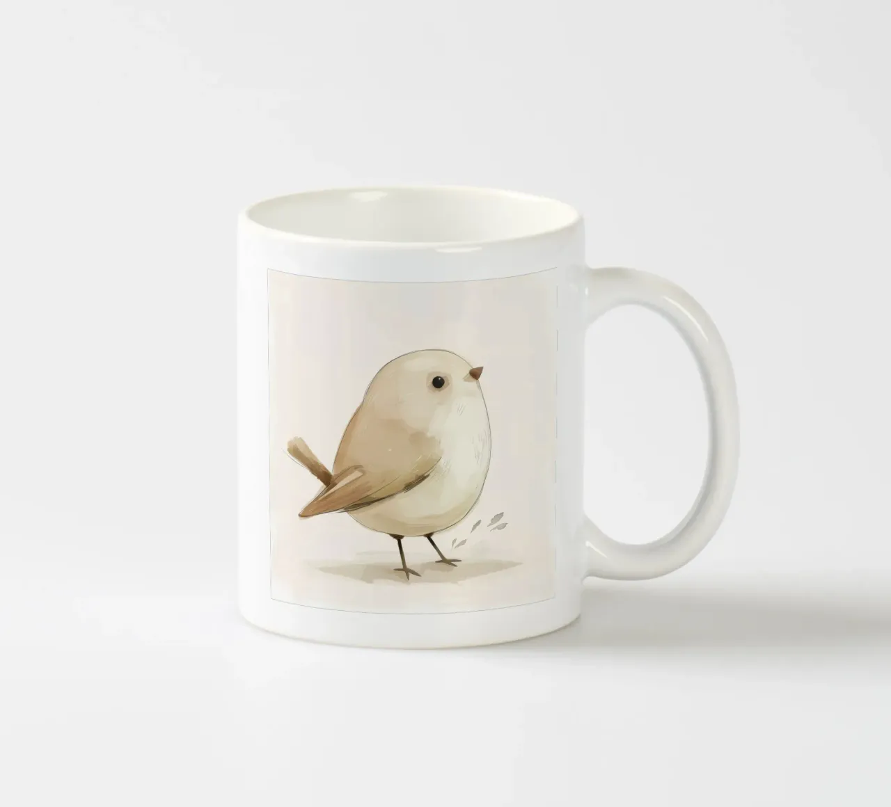 Illustrazione di un uccello marrone chiaro tazza in ceramica da DesignDoodle
