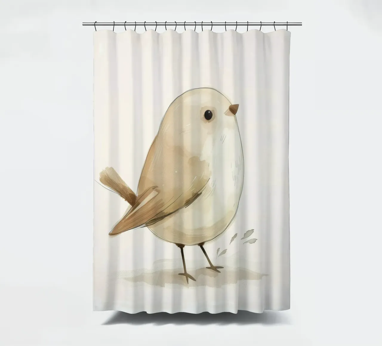Illustrazione di un uccello marrone chiaro tenda da doccia da DesignDoodle