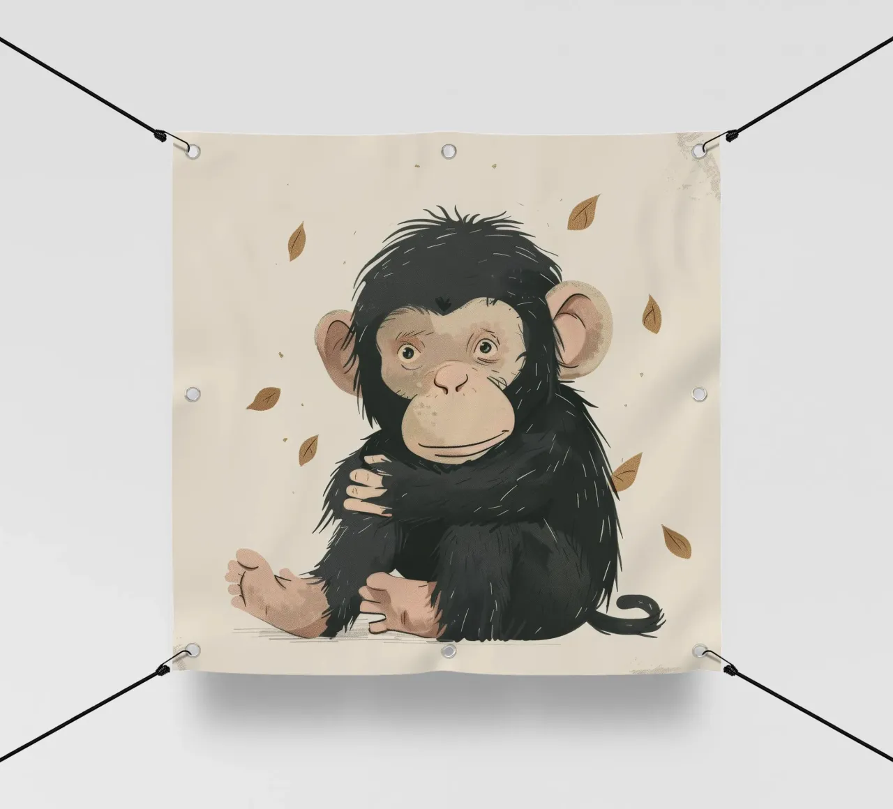 Un piccolo scimpanzé pensieroso nella brezza d'autunno telo in pvc da DesignDoodle