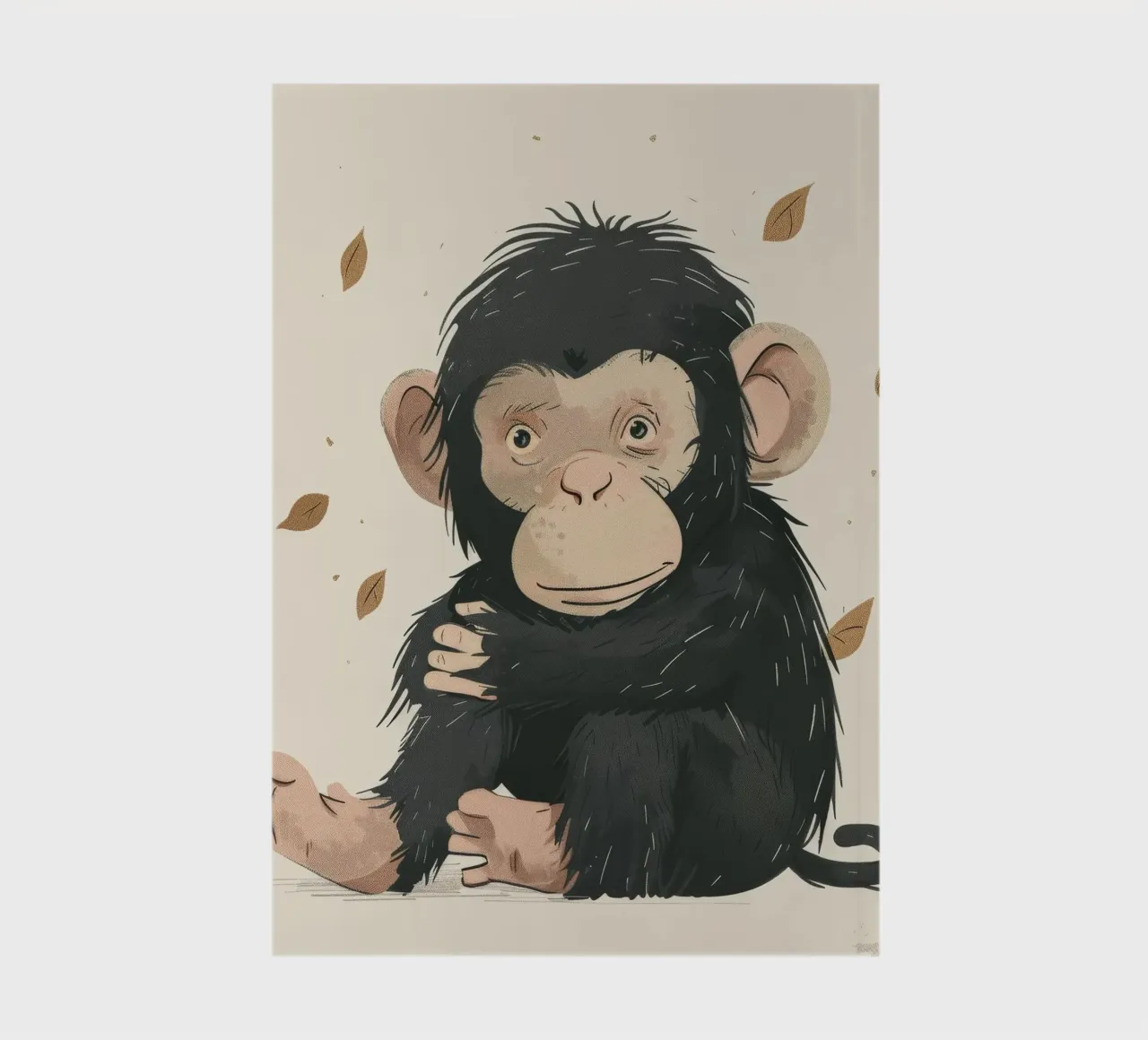 Thoughtful Little Chimp in Autumn Breeze notebook by DesignDoodle