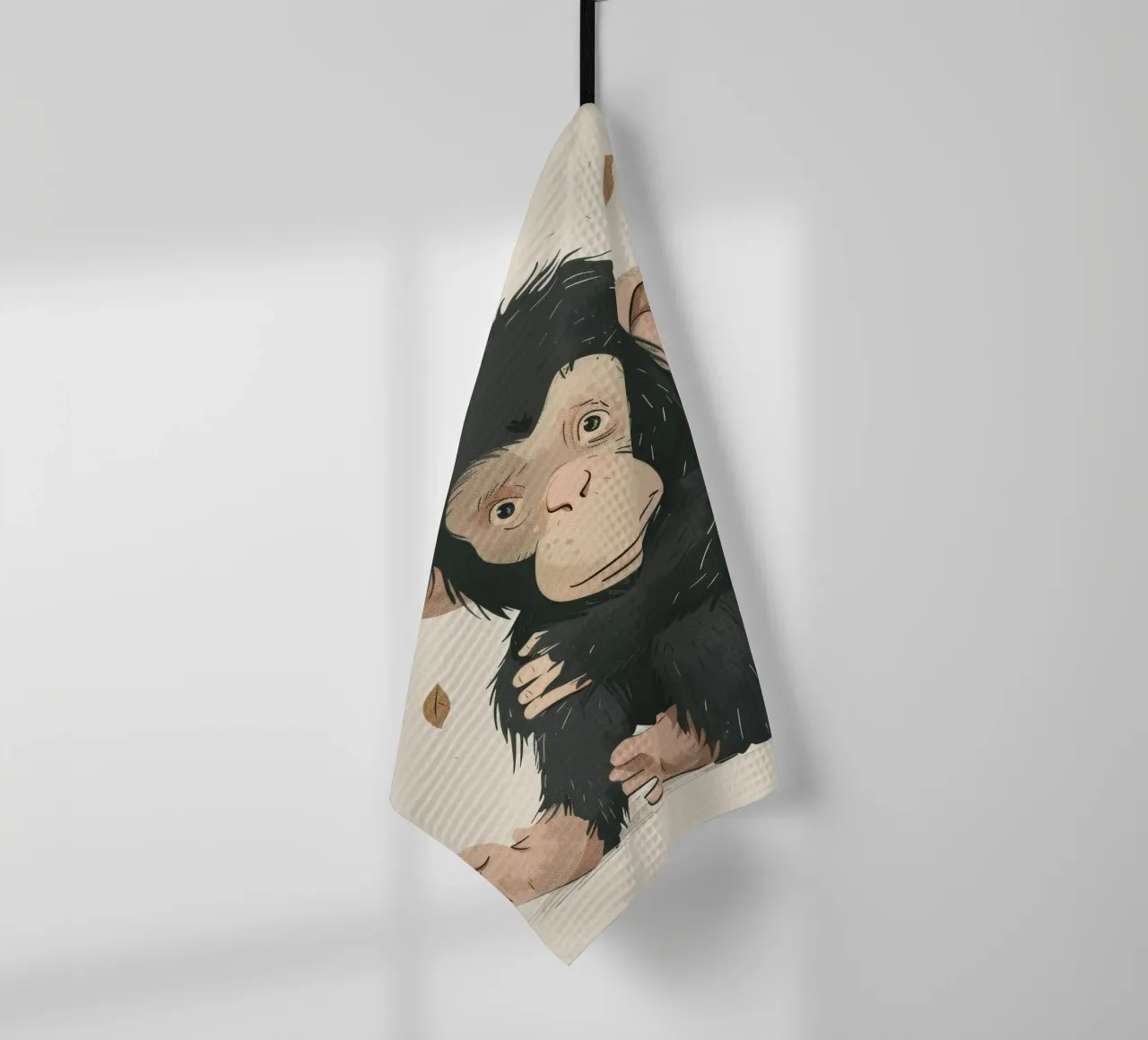 Petit chimpanzé réfléchi dans la brise d'automne torchon de DesignDoodle