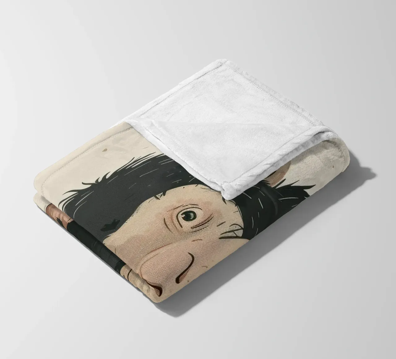 Thoughtful Little Chimp in Autumn Breeze fleece blanket by DesignDoodle
