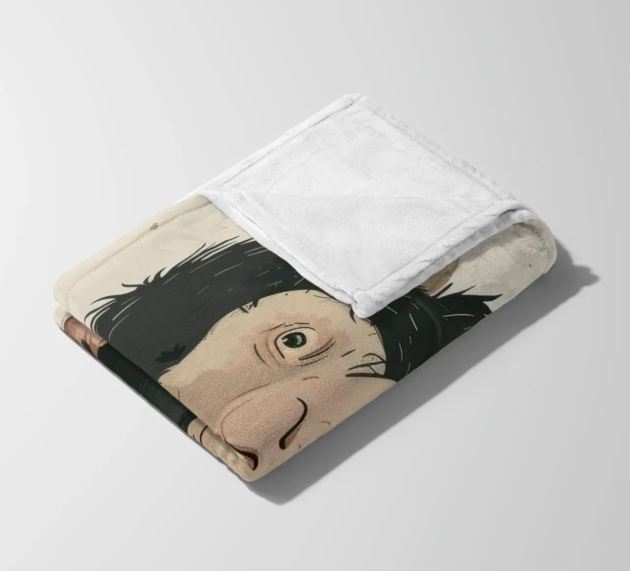 Thoughtful Little Chimp in Autumn Breeze fleece blanket by DesignDoodle