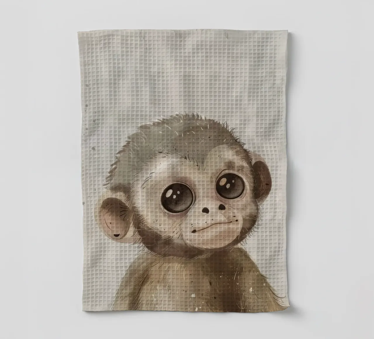 Adorable singe capucin aux grands yeux torchon de DesignDoodle