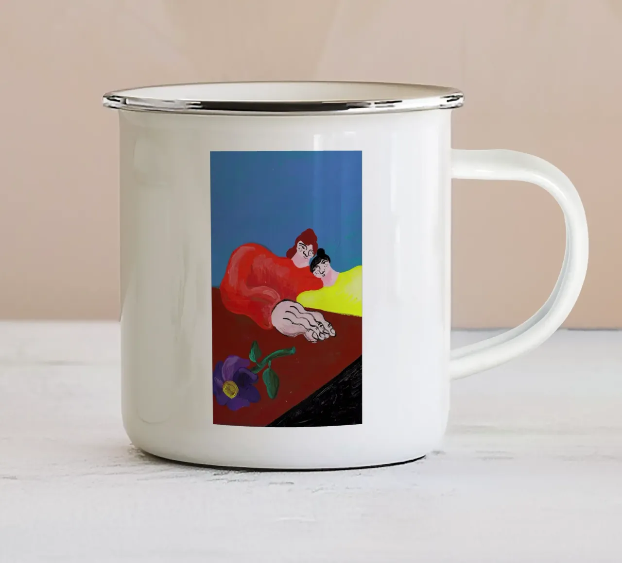 Datenight Emaille Tasse von Nudes and Croissants