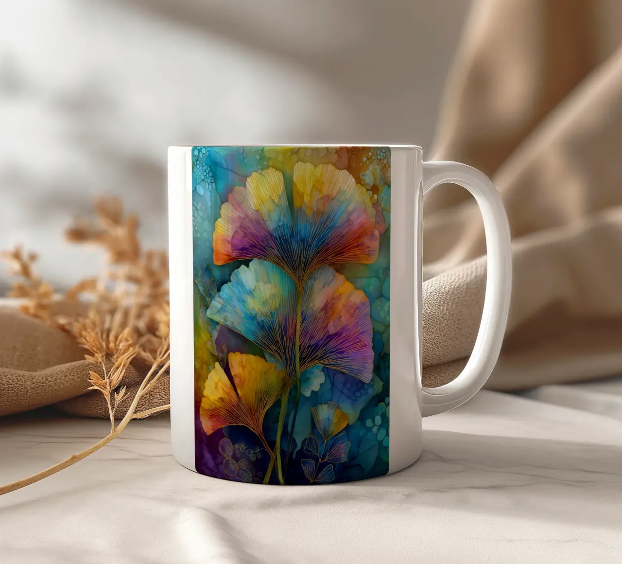 Colori delle foglie di ginkgo tazza in ceramica da Justyna Jaszke JBJart