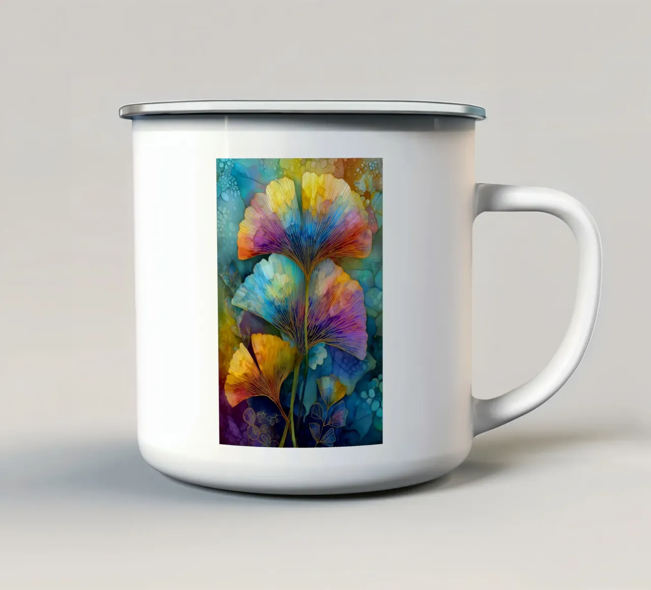Colori delle foglie di ginkgo tazza in smalto da Justyna Jaszke JBJart