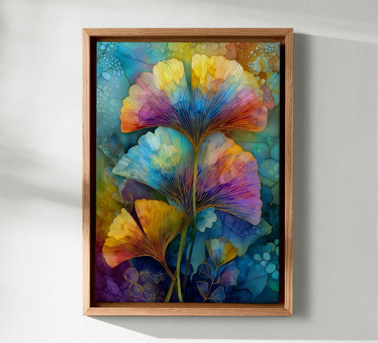 Ginkgo leaves colors canvas by Justyna Jaszke JBJart