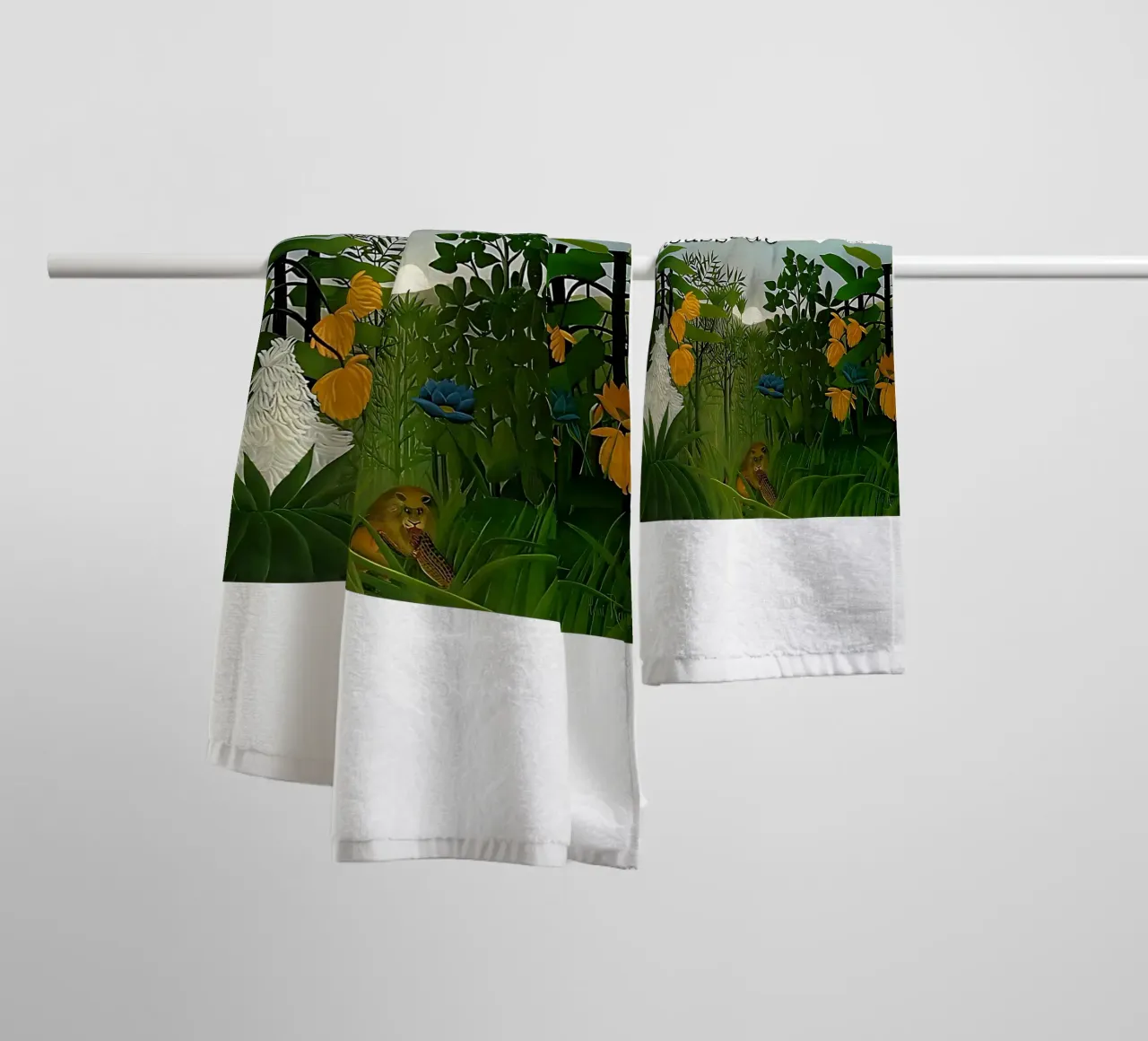 Il banchetto del leone di Henri Rousseau asciugamano da bagno da tokovictory