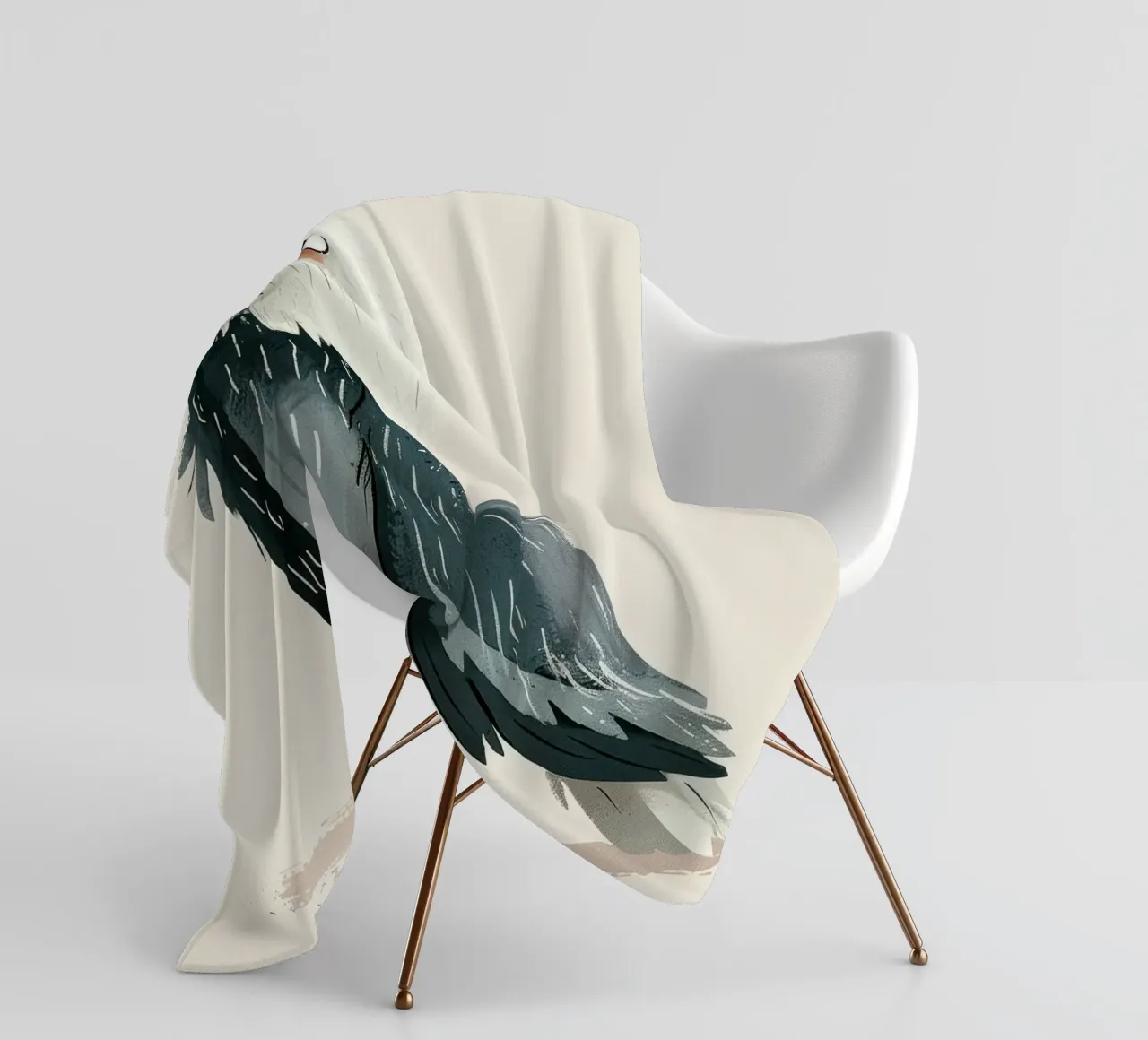 Illustrazione di un falco stilizzato bianco e grigio coperta in pile da DesignDoodle