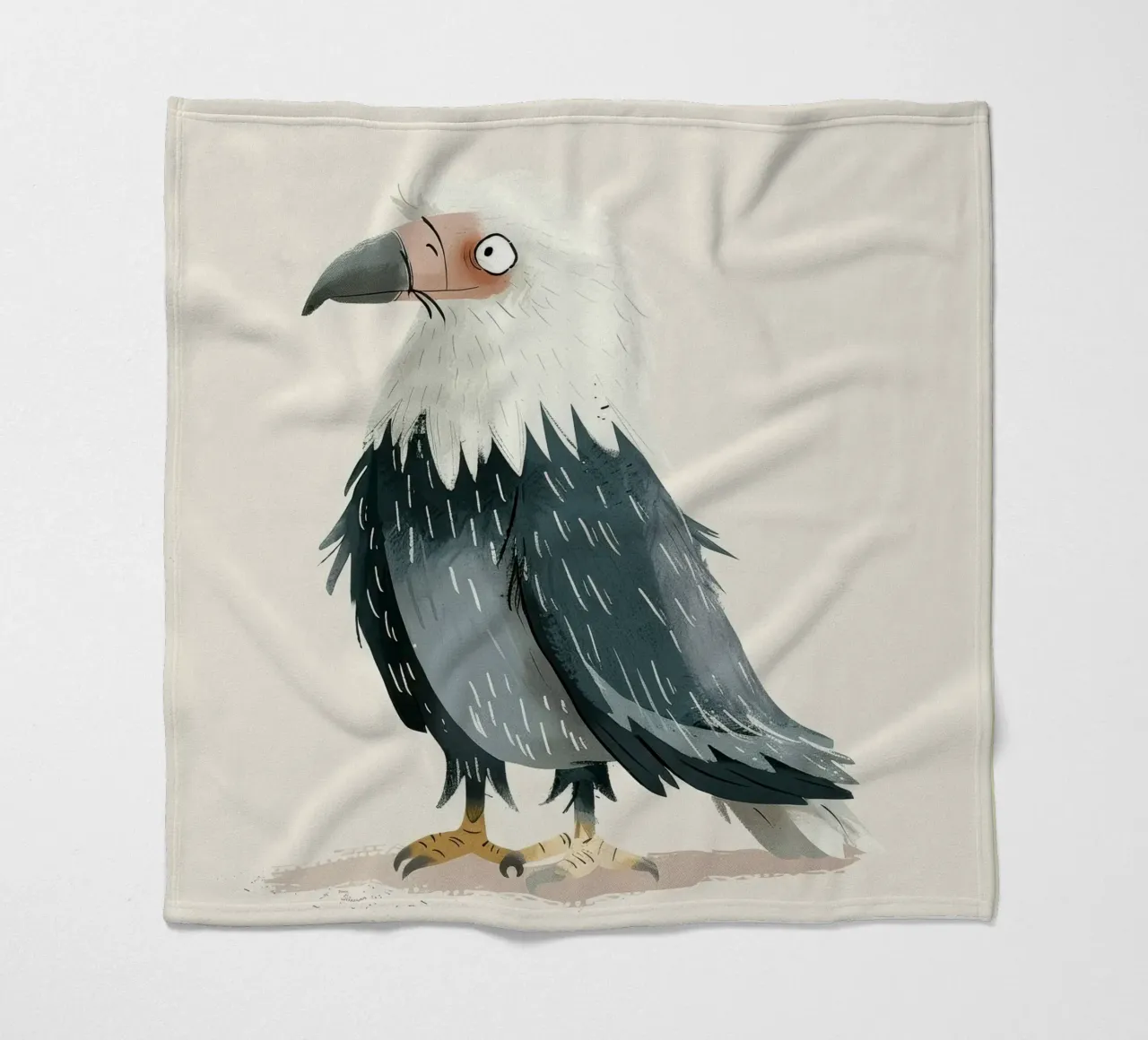 Illustrazione di un falco stilizzato bianco e grigio coperta in pile da DesignDoodle