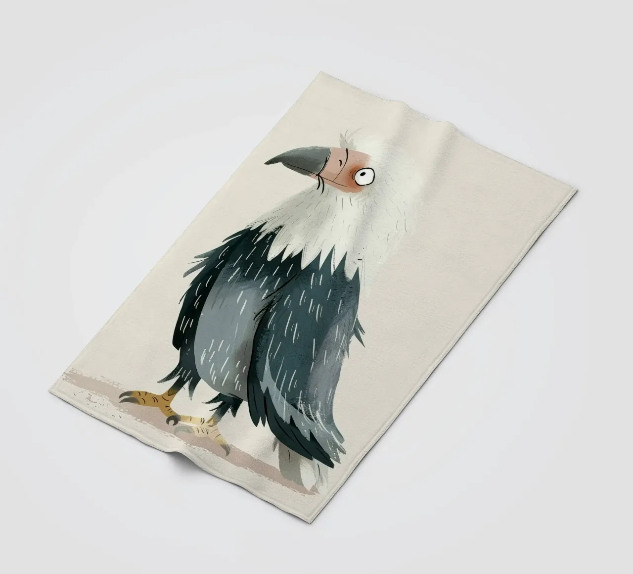 Illustrazione di un falco stilizzato bianco e grigio coperta in pile da DesignDoodle
