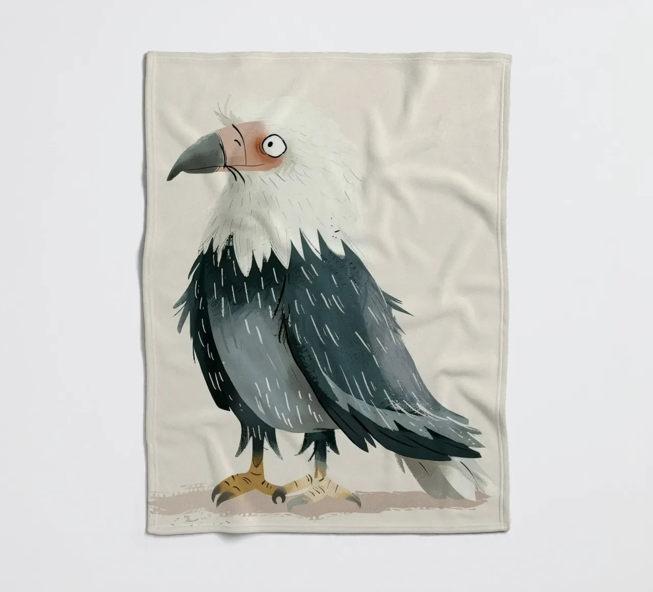 Illustrazione di un falco stilizzato bianco e grigio coperta in pile da DesignDoodle