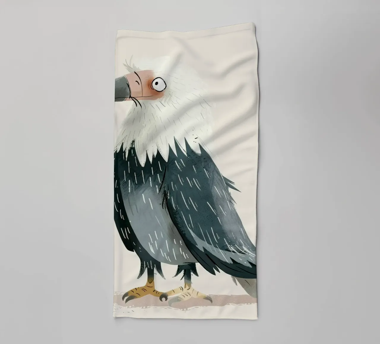 Illustrazione di un falco stilizzato bianco e grigio asciugamano da bagno da DesignDoodle