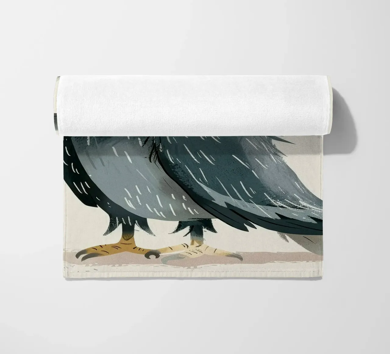 Illustrazione di un falco stilizzato bianco e grigio telo mare da DesignDoodle