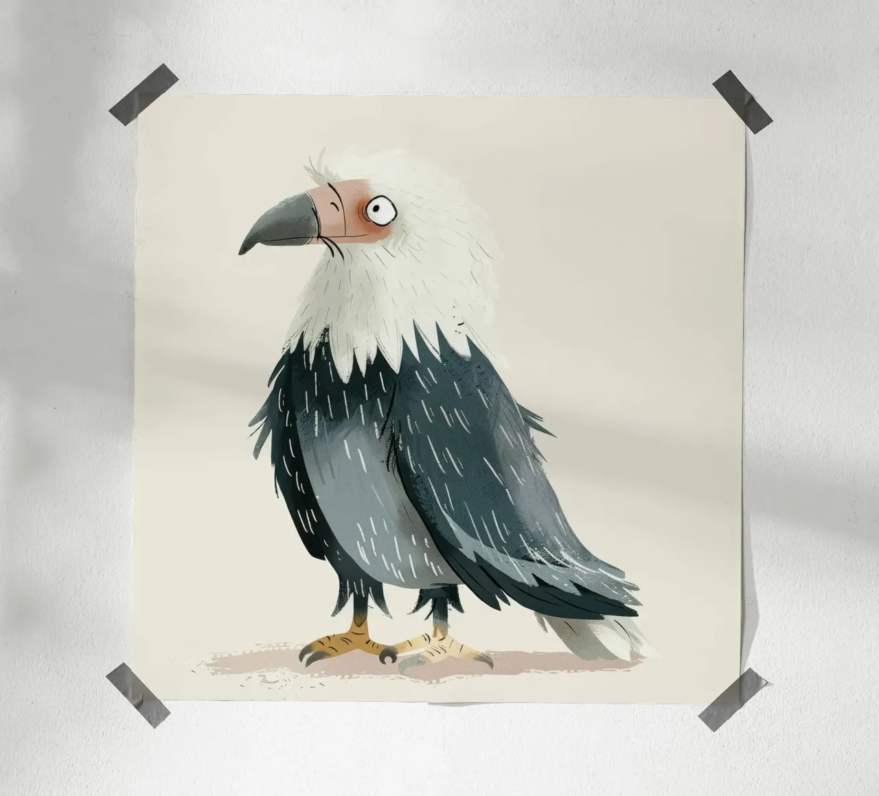 Illustrazione di un falco stilizzato bianco e grigio carta hahnemühle da DesignDoodle