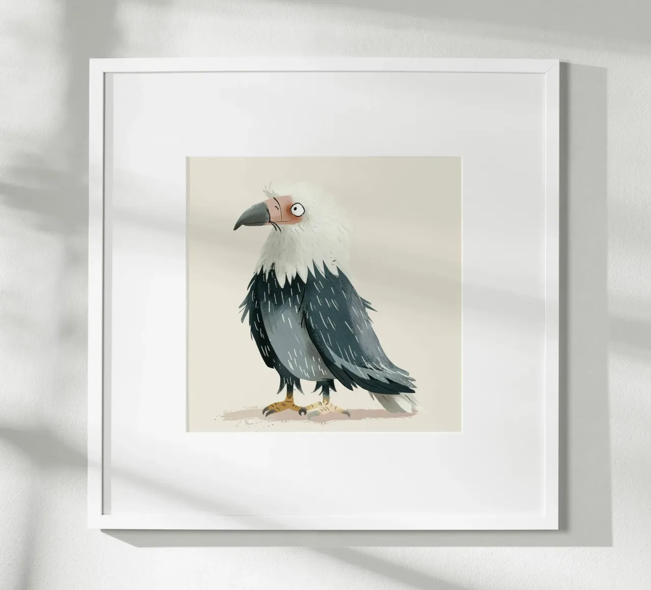 Illustrazione di un falco stilizzato bianco e grigio carta hahnemühle da DesignDoodle