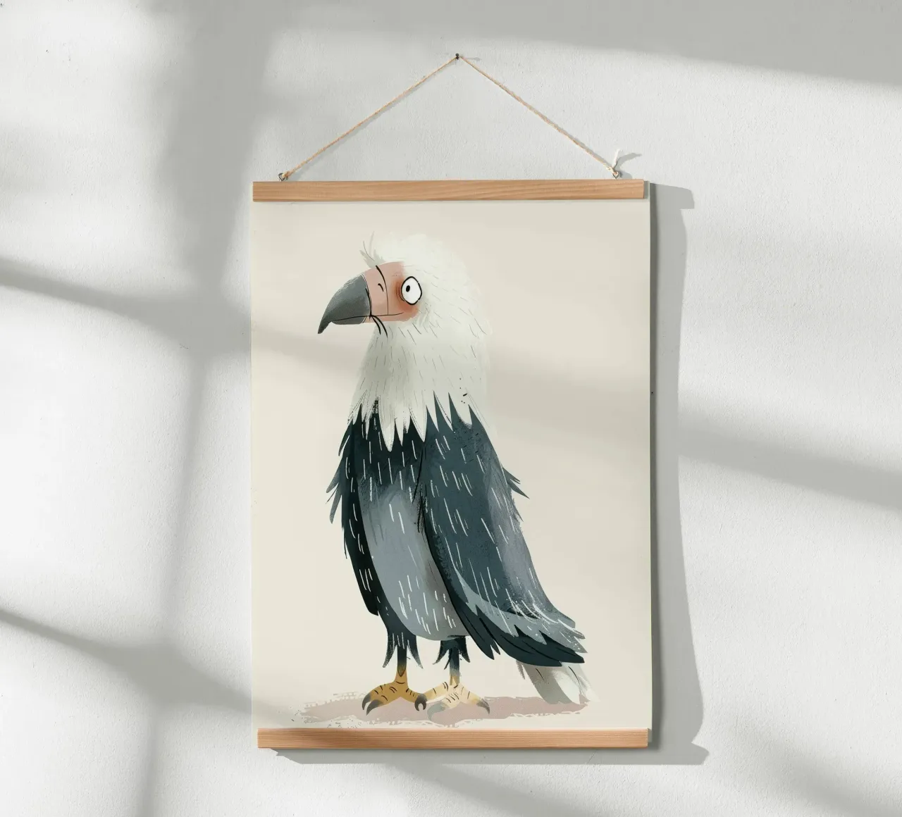 Illustrazione di un falco stilizzato bianco e grigio carta hahnemühle da DesignDoodle