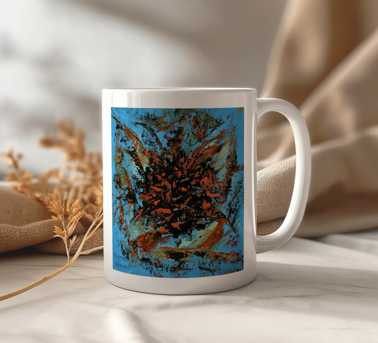 HEAVY TEXTURED ART 3 tazza in ceramica da Thierry Vobmann Abstract painting