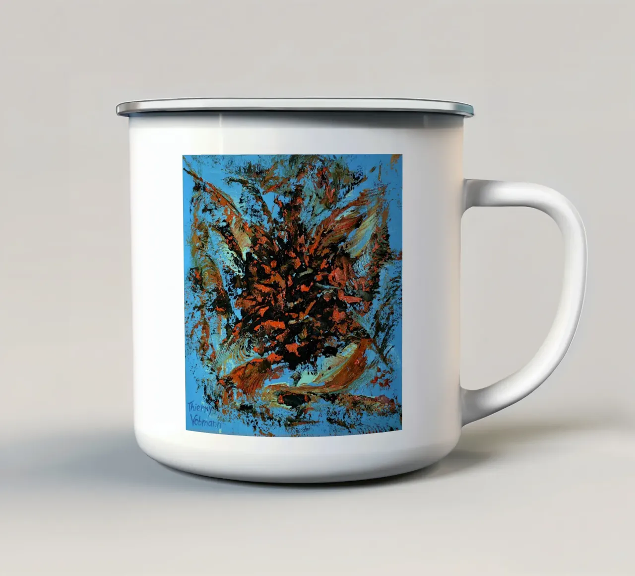 HEAVY TEXTURED ART 3 tazza in smalto da Thierry Vobmann Abstract painting