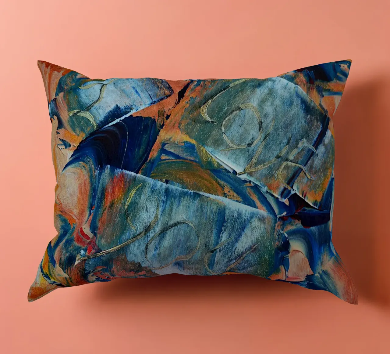 MESSAGE CACHÉ. JE T'AIME coussin de Thierry Vobmann Abstract painting