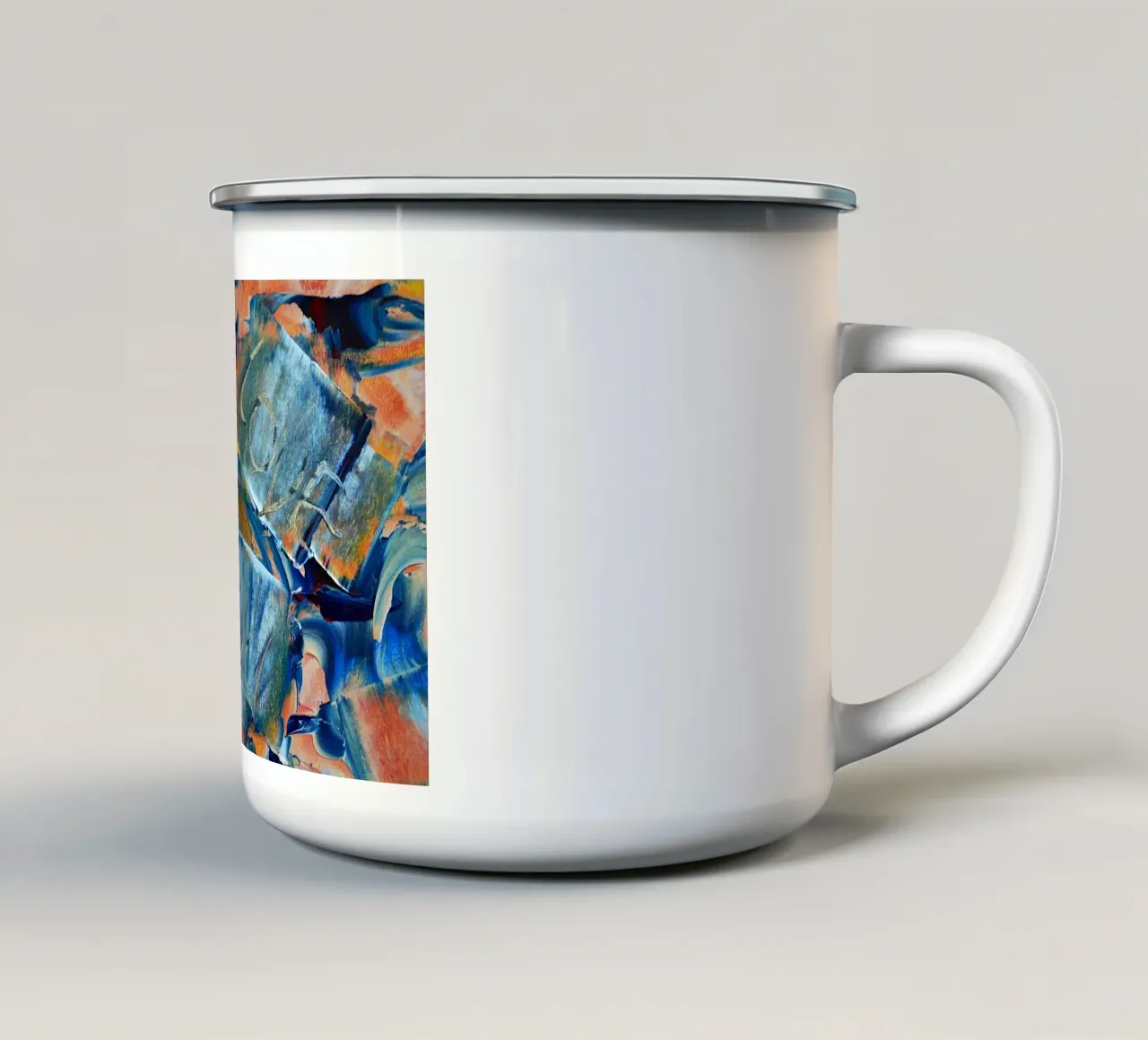 MESSAGE CACHÉ. JE T'AIME mug en émail de Thierry Vobmann Abstract painting