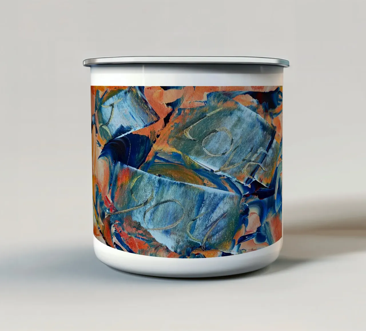 MESSAGE CACHÉ. JE T'AIME mug en émail de Thierry Vobmann Abstract painting