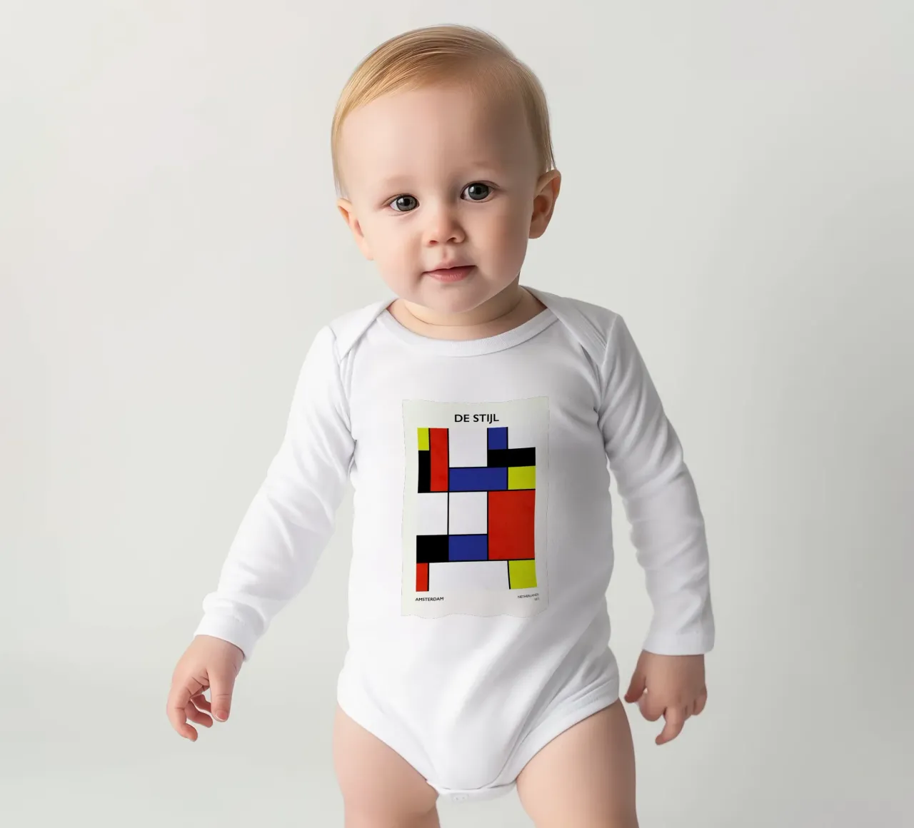 De Stijl long-sleeve baby romper by Pure