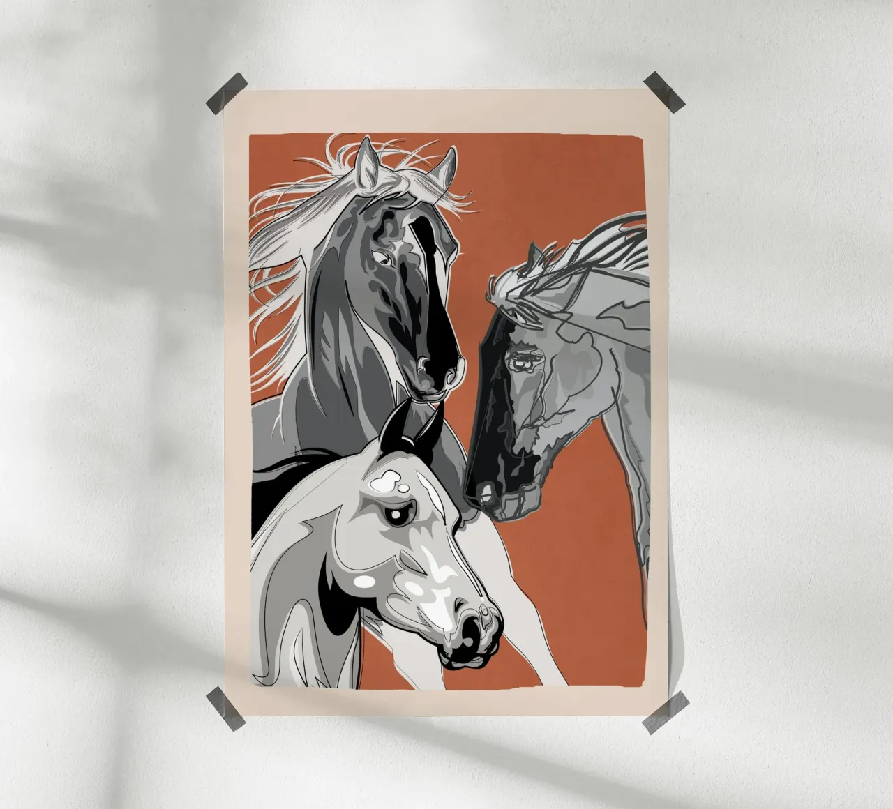 Horses 2 poster con telaio in plastica da Nadjaa