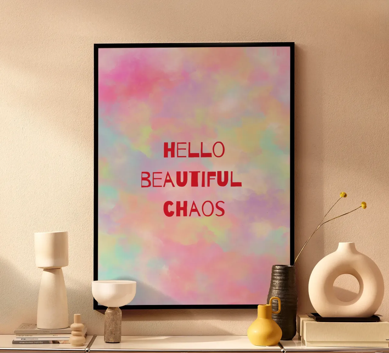 Beautiful Chaos poster with plastic frame by Words by Niki