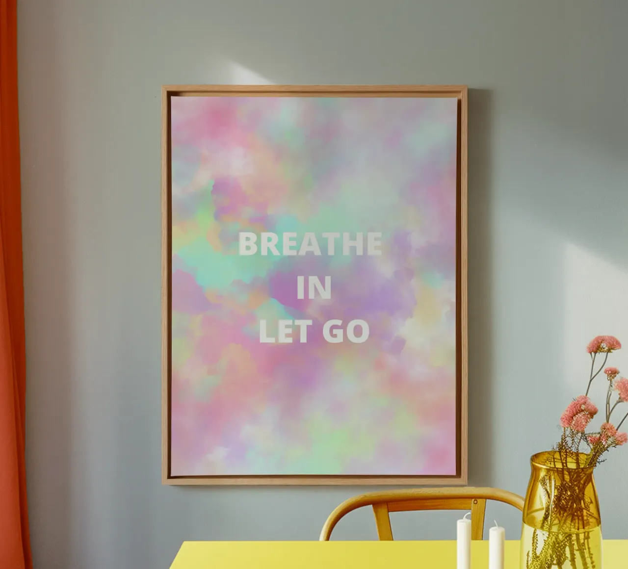 Breathe In, Let Go tela con Cornice a cassetta da Words by Niki