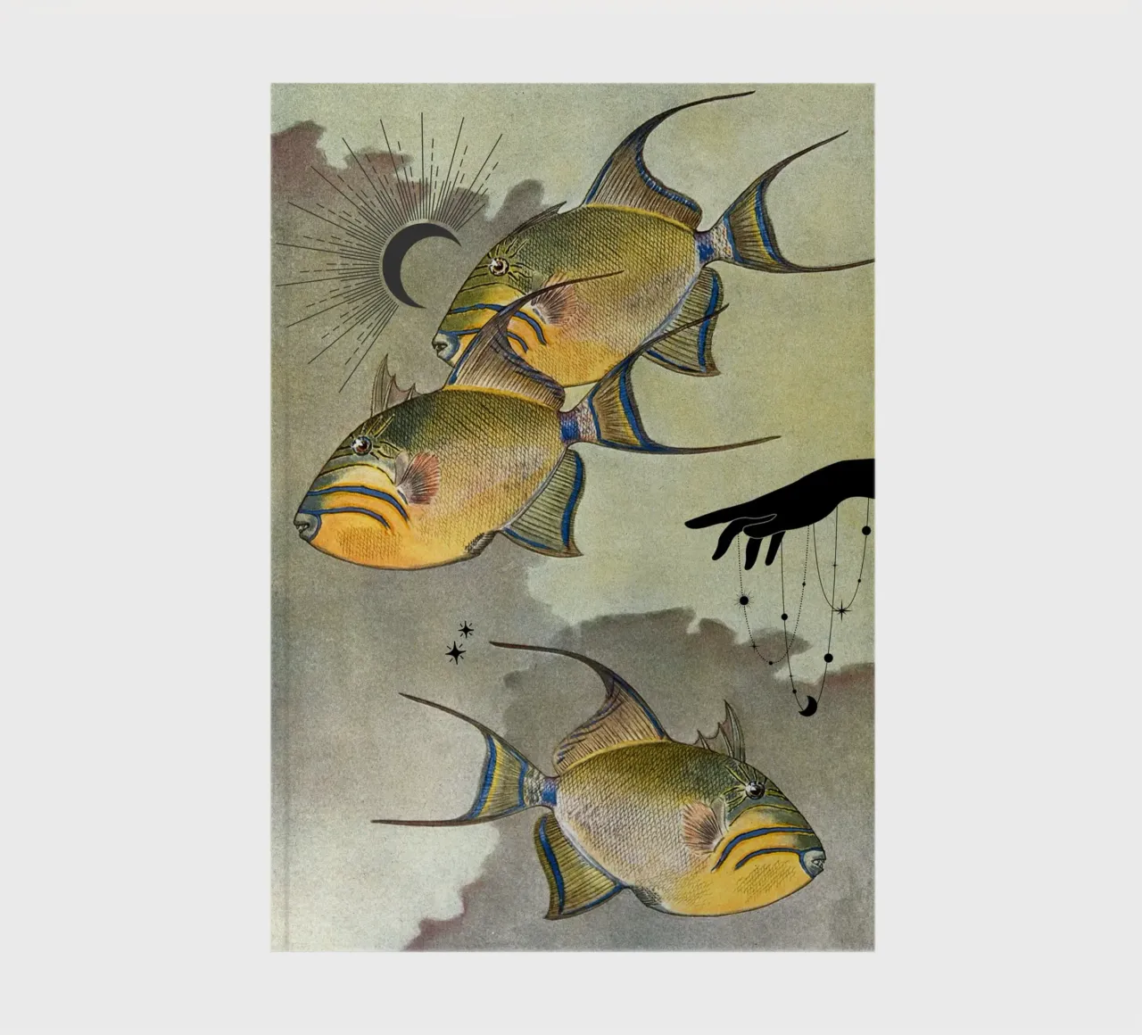 Tiger Fish & Talisman | Press Play Art Print Collage notebook by Press Play Art Prints
