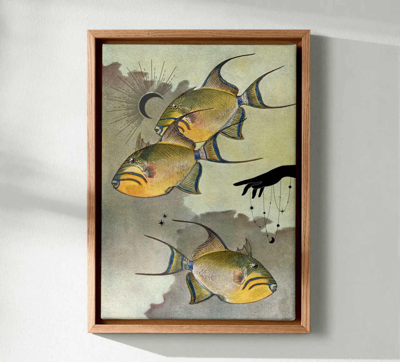 Tijgervis & Talisman | Press Play Kunstdruk Collage canvas met Baklijst van Press Play Art Prints