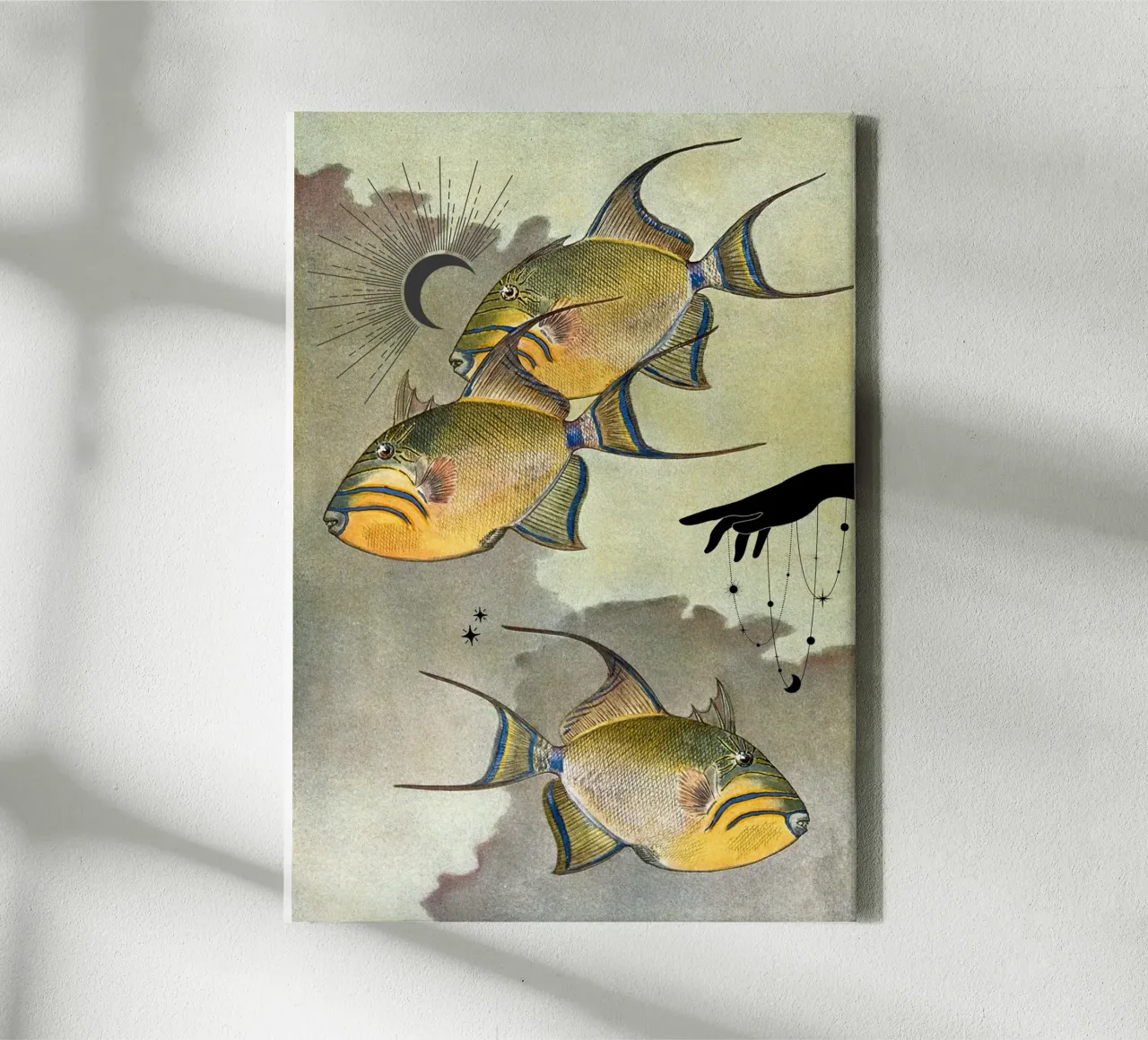 Tijgervis & Talisman | Press Play Kunstdruk Collage canvas met Baklijst van Press Play Art Prints
