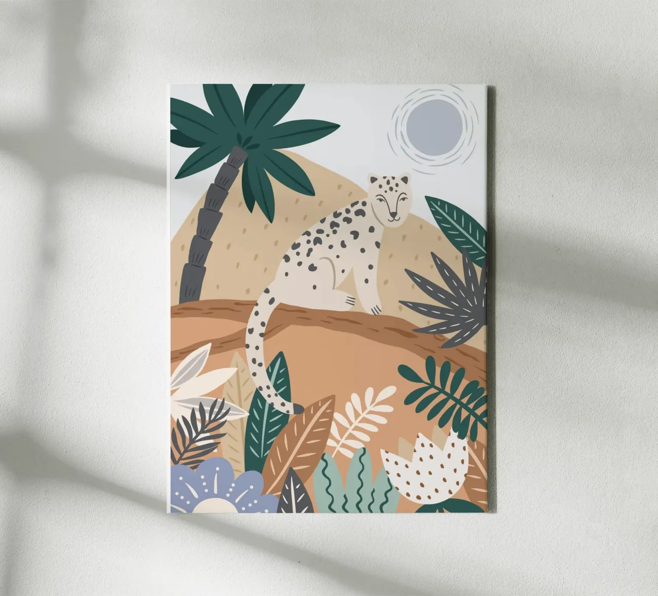 Murale Jungle Leopard Boho, poster per bambini tela con Cornice a cassetta da Edina Varga Prints