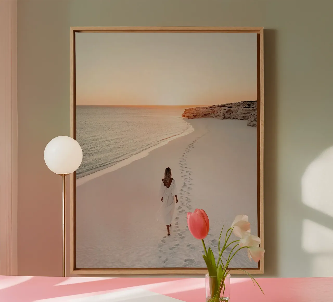 Lujo neutro lienzo con Marco flotante de PhotoVibe Decor